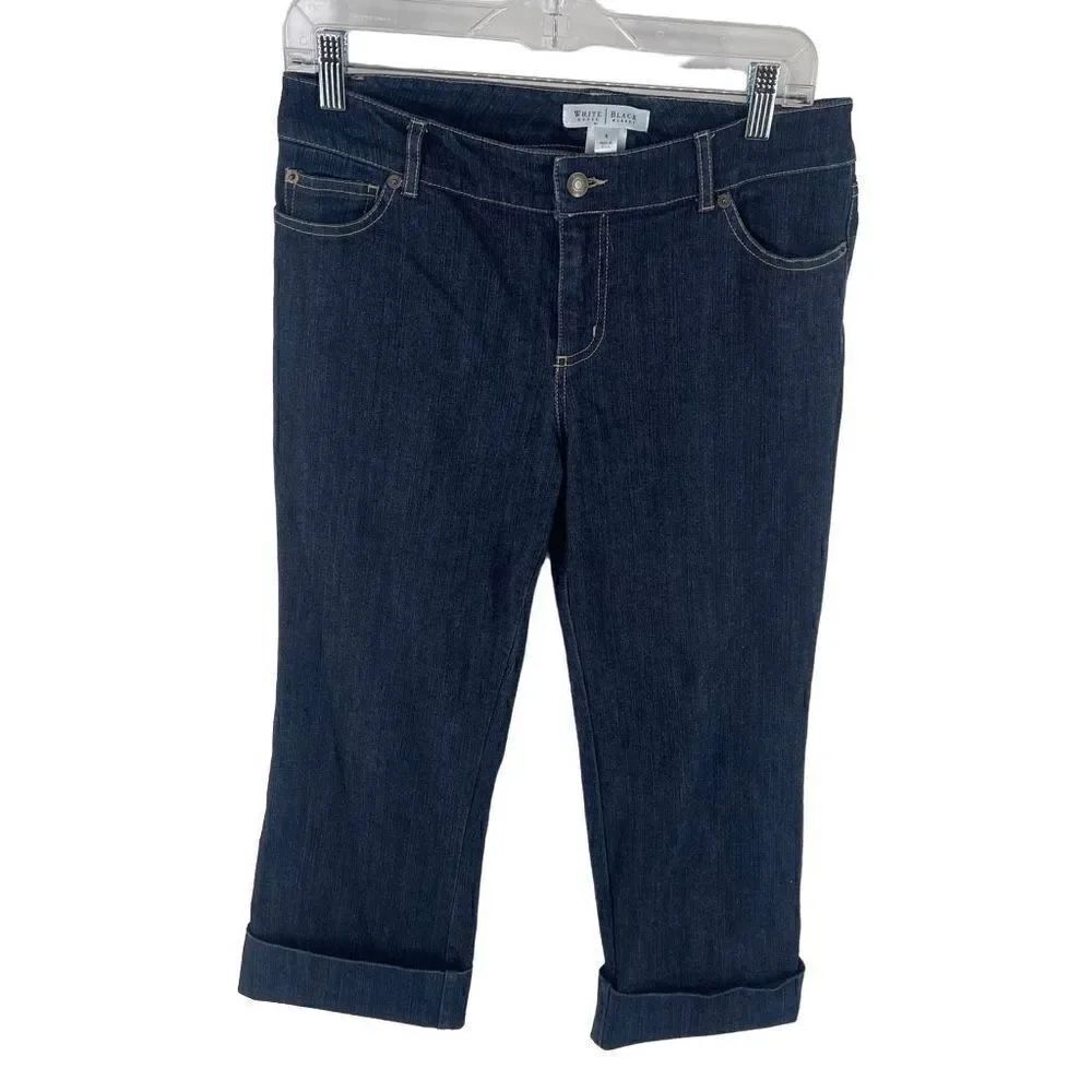 White House Black Market Women's Capri Jeans Denim Stretch Cuffed Size 6